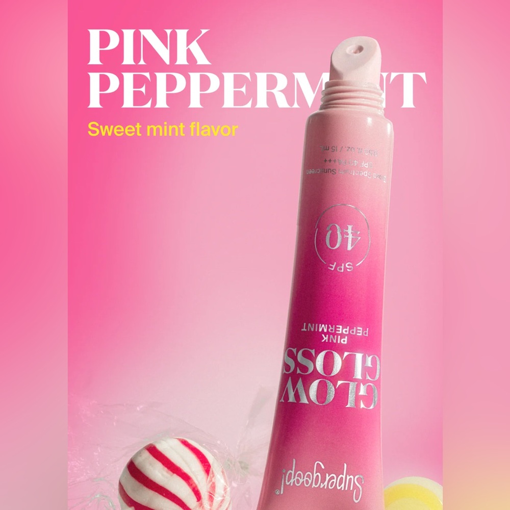 💋2/$25 Supergoop glow gloss pink peppermint - Picture 2 of 5